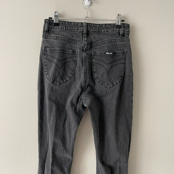 Rolla's High Rise Denim Distressed Charcoal Wash Straight Leg Jeans Black 28 - Picture 5 of 11